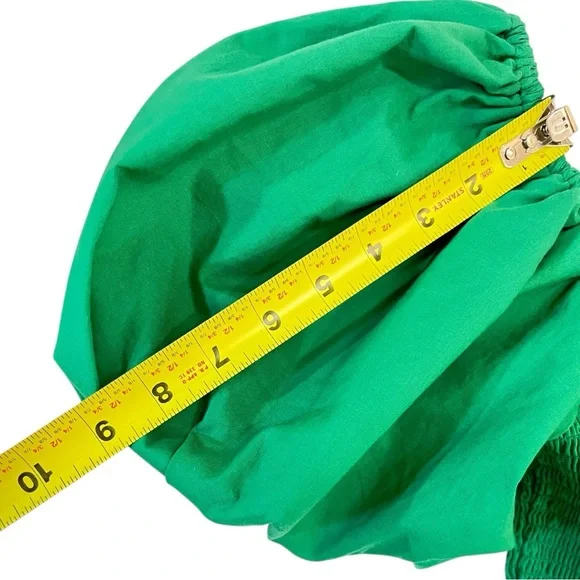 PETAL & PUP new Morgan Annette Green Shirred A-Line Puff Sleeve Tier Dress NWOT - Picture 11 of 15